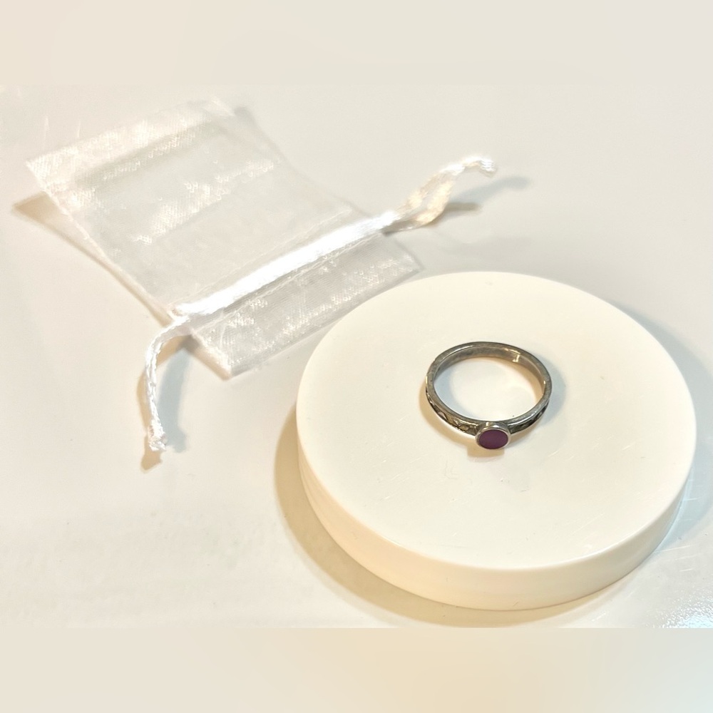 Stackable Vintage 925 Silver Ring- Small Round Pu… - image 2